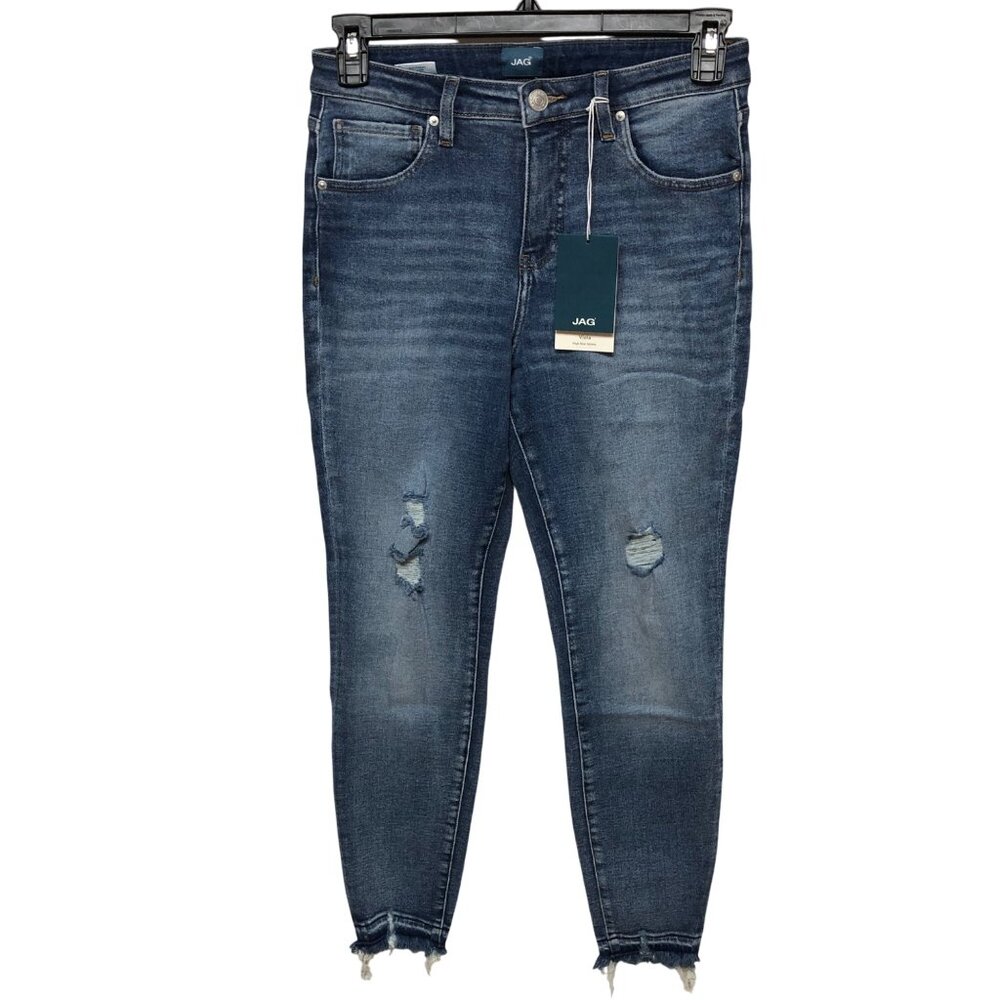 Jag Viola Skinny Jeans Madison Bleu Distressed High-Rise Ankle Length 8 NWT